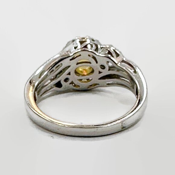 Jelly Opal Ring, Sterling Silver, Vintage, Size 10, CZs, Faux Blue Topaz - Picture 4 of 7